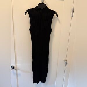 Wilfred Black Ribbed Midi Dress medium